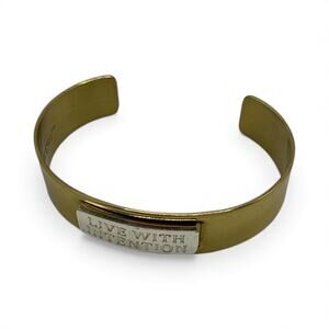 Rustic Cuff “Live With Intention” Duo-Tone Metal Cuff Bracelet Size 7